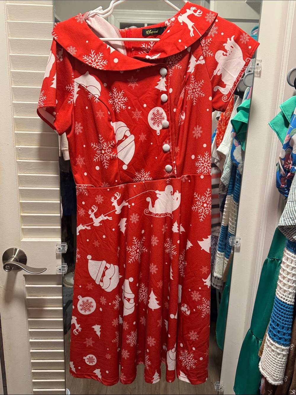 Women’s red Holiday Santa Print Dress